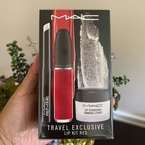 MAC 3 pcs lip kit, red